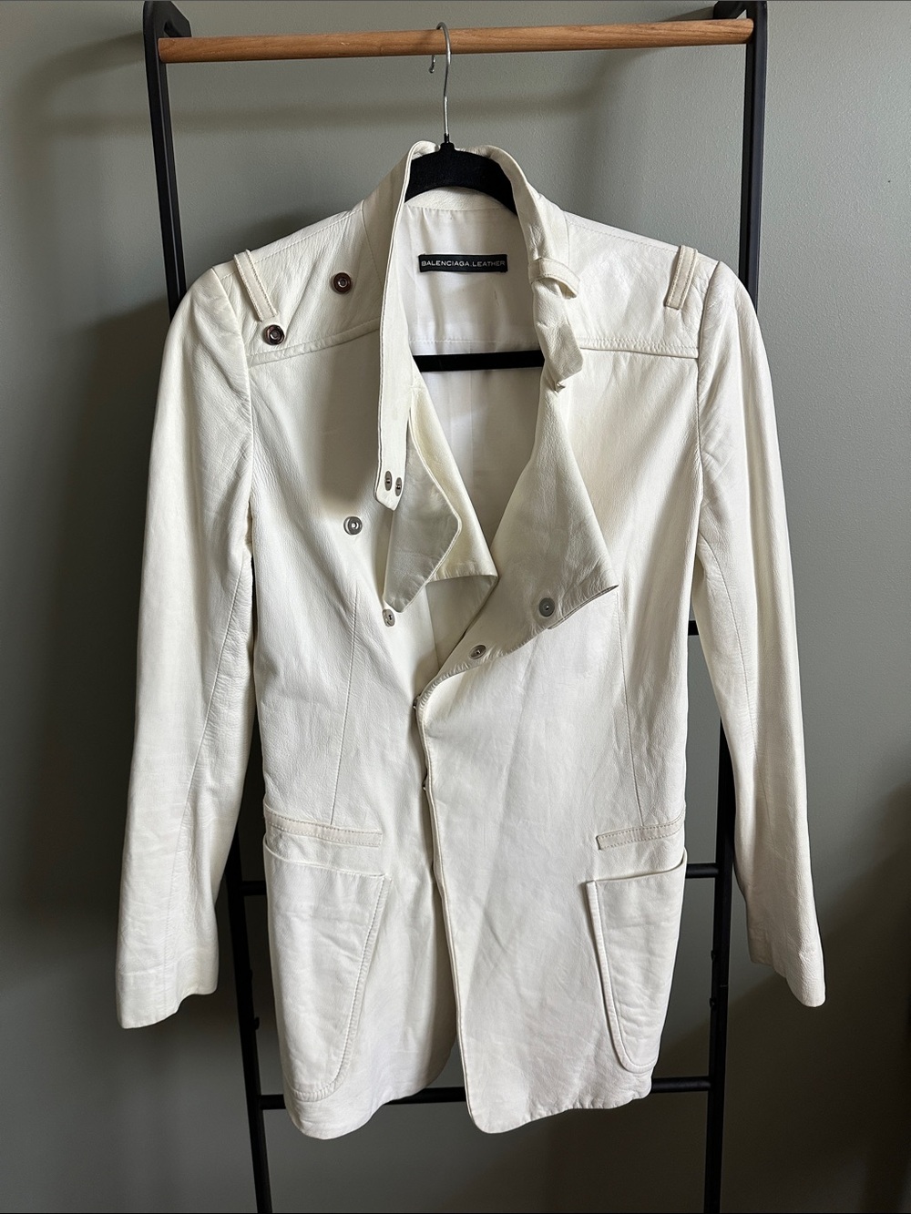 Vintage 2000’s Balenciaga Cream Chevre Leather Jacket